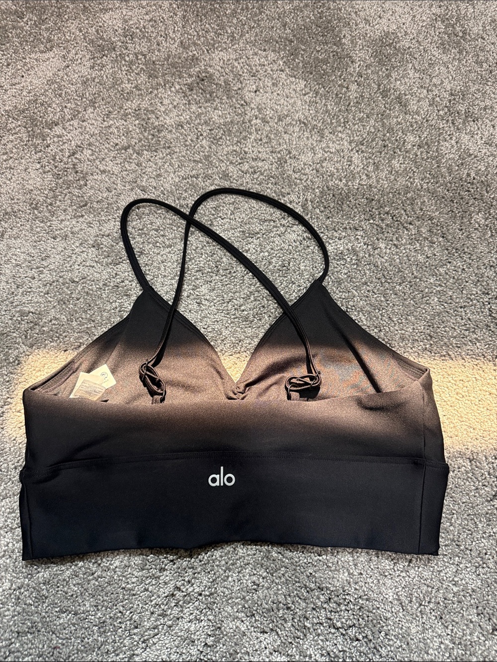 ALO Yoga Black Strappy V-Neck Sports Bralette